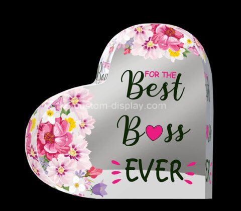 Custom acrylic heart boss gifts paperweight block