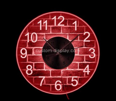 Custom acrylic LED lighting wall time clock with color changing