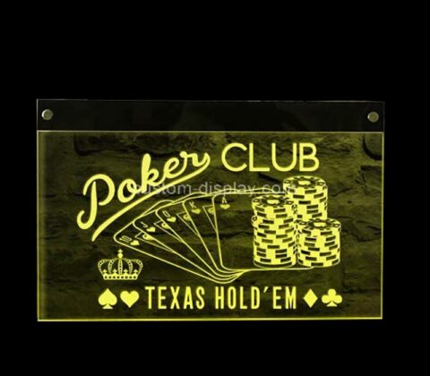 Custom acrylic poker club game room LED hanging wall sign
