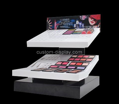 Custom acrylic 2 tiers cosmetic store lip gloss display stand