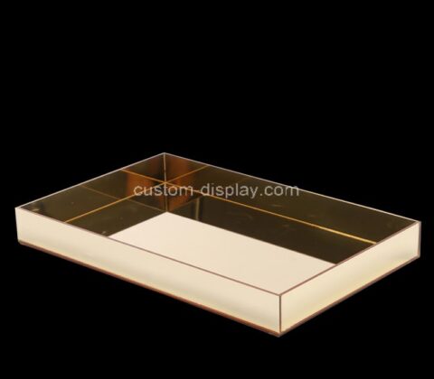 Custom golden mirror acrylic organizer tray