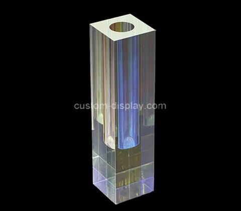 Custom rainbow acrylic decorative single flower vase