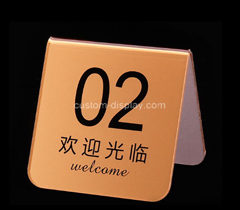 Custom acrylic V shape welcome & table number sign