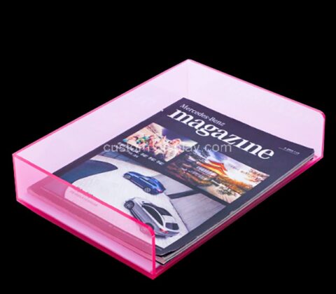 Custom acrylic tabletop magazine holder tray