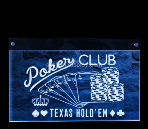 Custom acrylic poker club LED hanging wall sign plaque