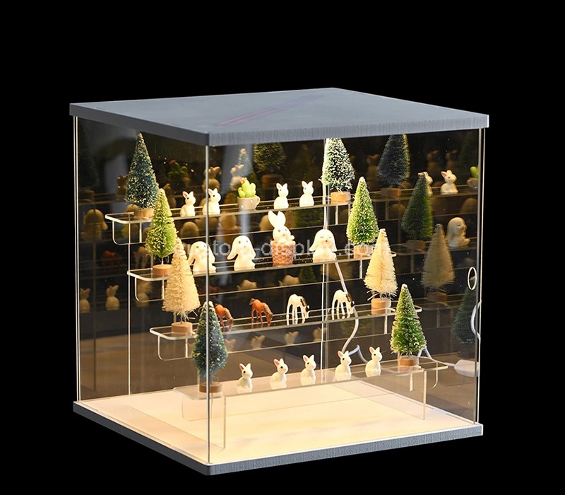 Custom acrylic display case with LED light 4 tier dustproof
