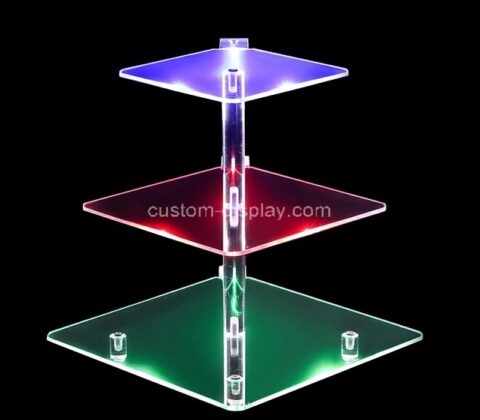 Custom 3 tiers LED acrylic cupcake stand for Christmas weddings