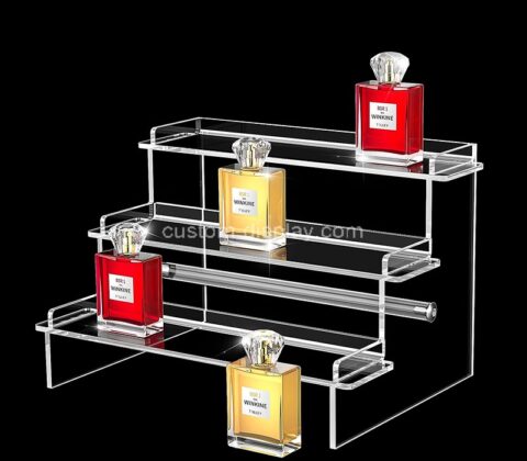Custom clear acrylic 3 tiers perfume cologne riser stand