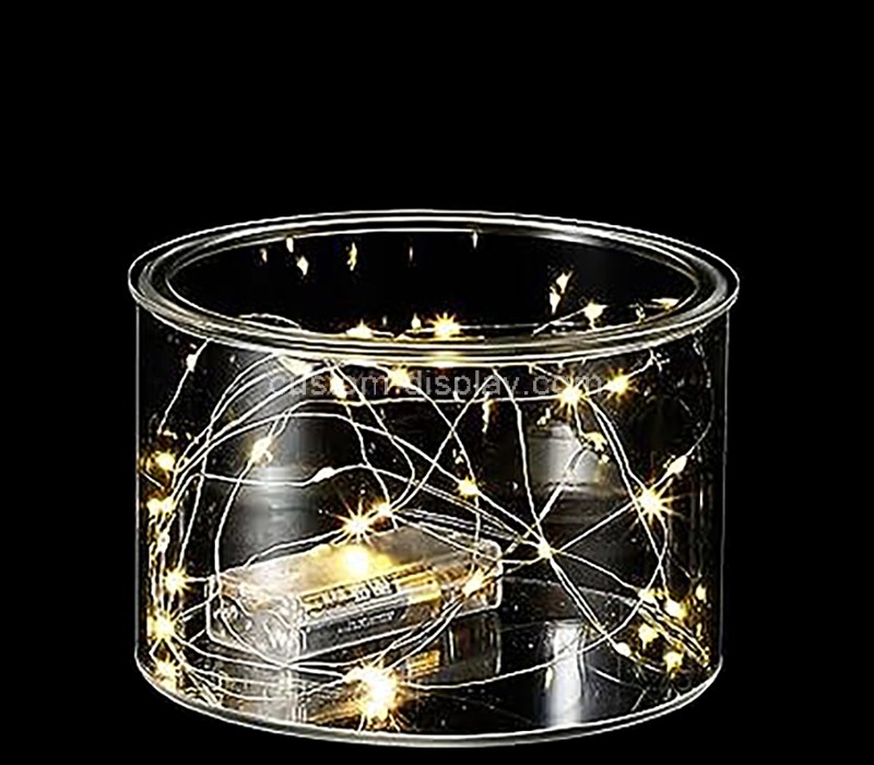 Custom cylinder acrylic fillable flower candy gift box with LED lights