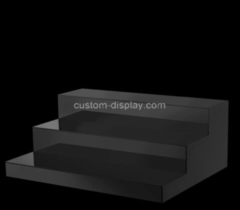 Custom 3 tier black acrylic cosmetic store countertop riser display
