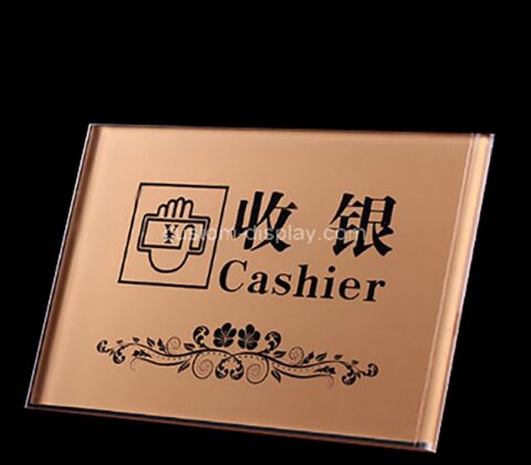 Custom acrylic countertop cashier sign