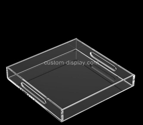 Custom clear acrylic breakfast serving tray with handles