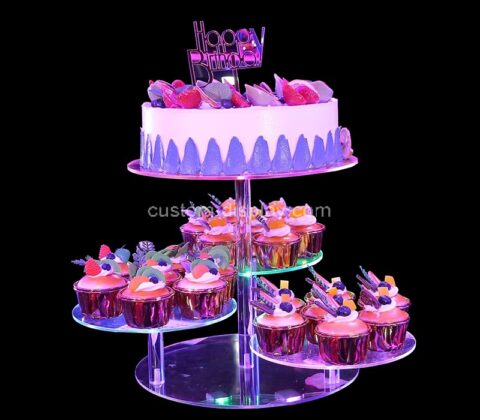 Custom 4 tiers LED acrylic cake cupcake stand