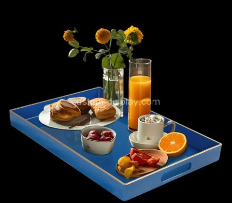 Custom plexiglass breakfast serving tray with handles