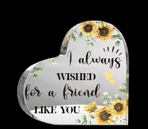 Custom acrylic friendship gift block with sunflower pattern