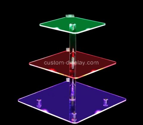 Custom acrylic LED 3 tiers cupcake dessert tower stand