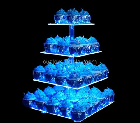 Custom acrylic wedding pastry stand holder with LED light string