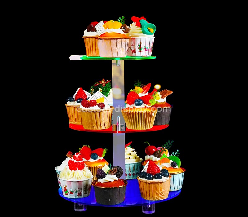 Custom acrylic 3-tier cupcake holder for wedding with LED light