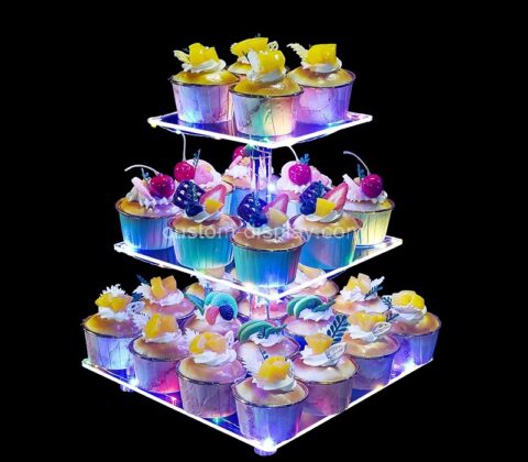 Custom acrylic cupcake dessert holder with LED light