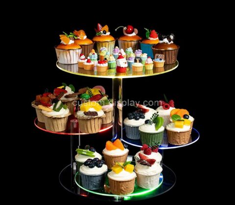 Custom acrylic 4-tier dessert cupcake LED tower for birthday