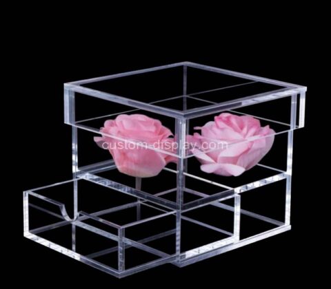 Custom acrylic flower gift box with drawer