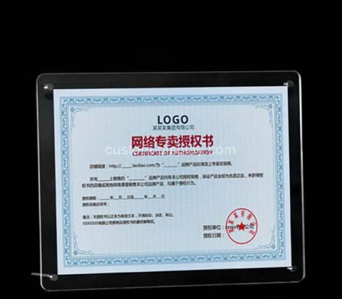 Custom wholesale acrylic countertop certificate frame