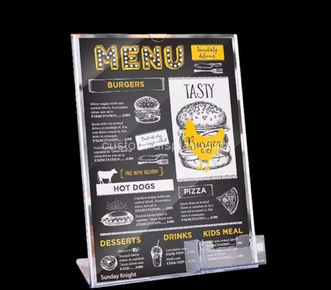 Custom wholesale acrylic menu holder with bussiness card holder