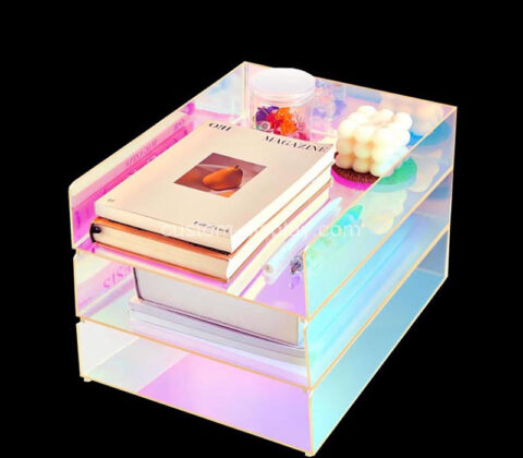 Custom rainbow acrylic stackable notebook holder tray