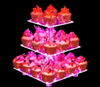 Custom acrylic LED 3 tier cupcake tower stand