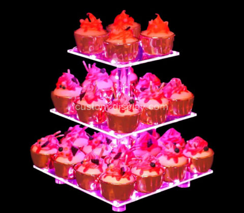 Custom acrylic LED 3 tier cupcake tower stand