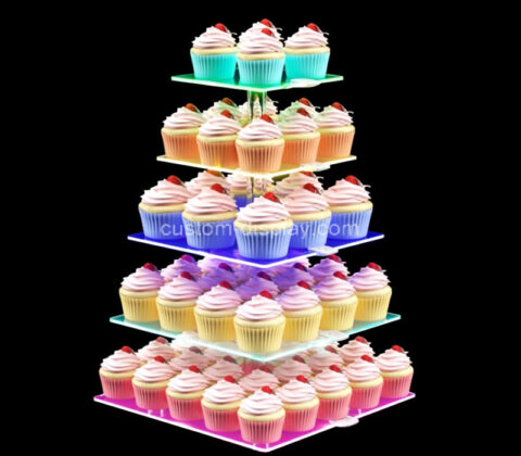 Custom acrylic LED 5 tier cupcake wedding wish tower stand