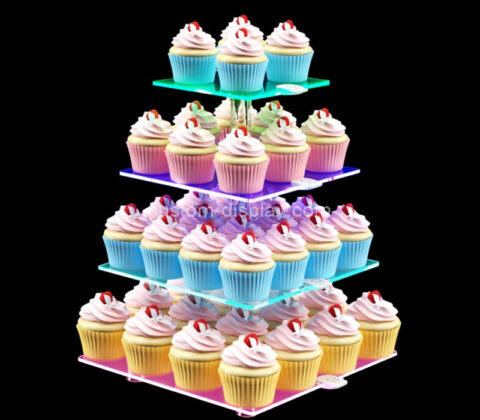 Custom acrylic LED 4 tier cupcake tower stand