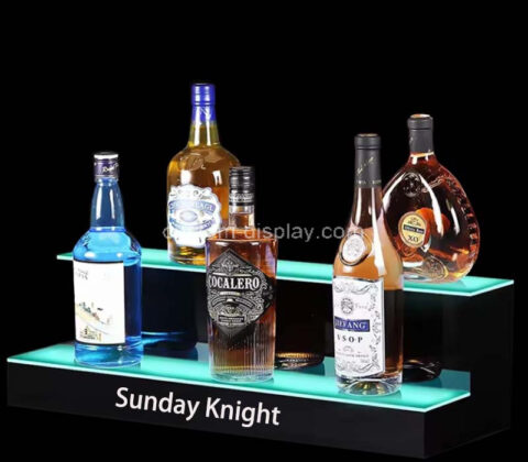 Custom acrylic 2 layers illuminated liquor bottle display shelf