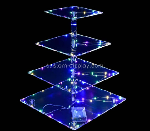 Custom acrylic 4-tier square LED cupcake stand