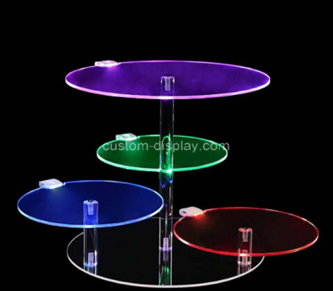 Custom acrylic 4-tier round LED cake tower stand