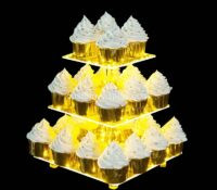 Custom acrylic birthday LED cupcake tower stand