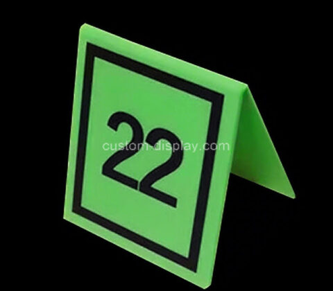 Custom acrylic cafes V-shaped table number sign