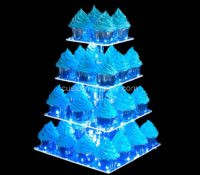 Custom acrylic 4-tier party LED cupcake tower stand