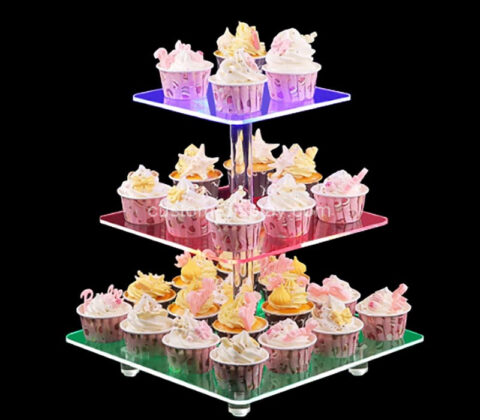 Custom acrylic 3-tier christmas LED cupcake stand