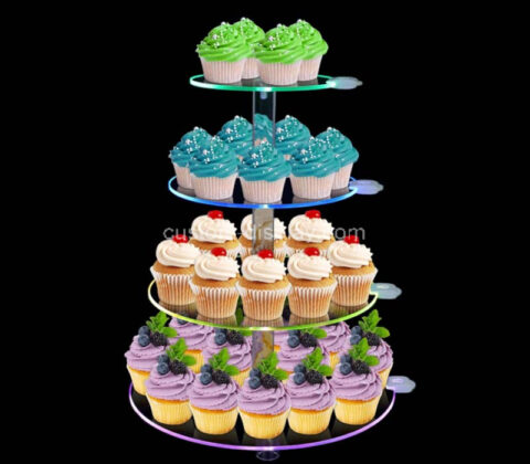 Custom acrylic 4-tier LED cup cake tower stand