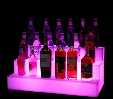 Custom acrylic 3-tier LED wine display shelf