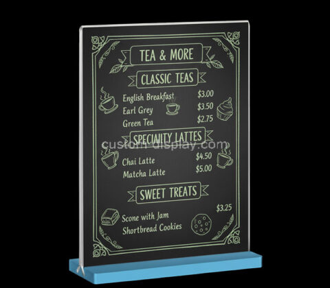 Custom acrylic vertical double-sided menu display stand