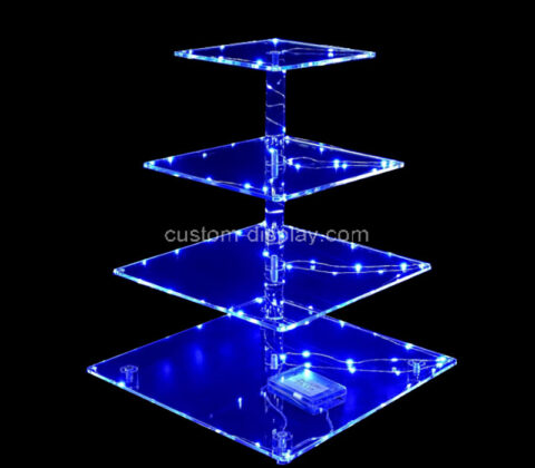Custom acrylic 4 tiers LED party cake display stand