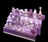 Custom acrylic 3 tiers LED perfume display step shelves CSL-254 Custom acrylic 3 tiers LED perfume display step shelves
