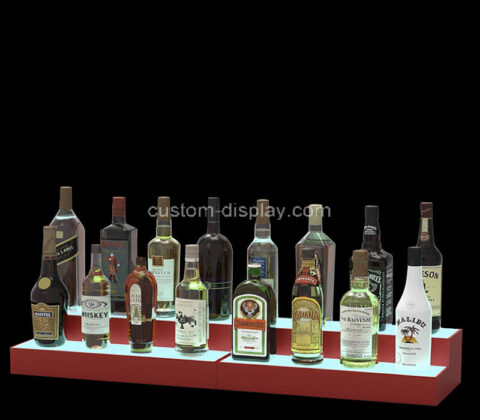 Custom acrylic 2 tiers lighted liquor bottles display shelf