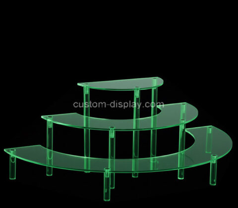 Custom acrylic 3 tiers semicircle skincare display risers