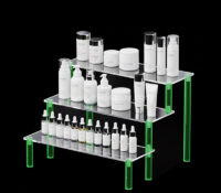 Custom acrylic 3 tiers skincare display shelves CSM-868 Custom acrylic 3 tiers skincare display shelves