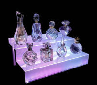 Custom acrylic 2 tiers lighted perfume display shelf CSL-259 Custom acrylic 2 tiers lighted perfume display shelf