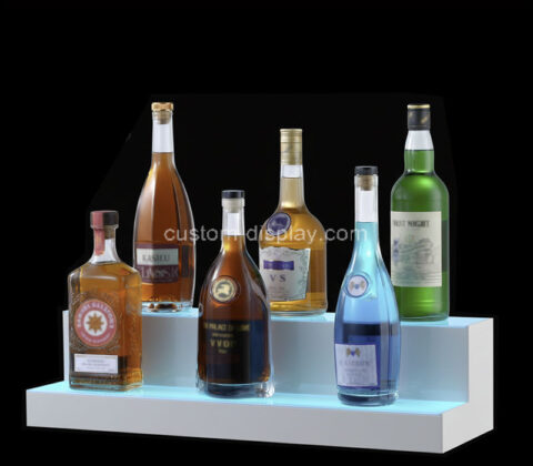 Custom acrylic 2 tiers commercial illuminated whiskey bar shelf