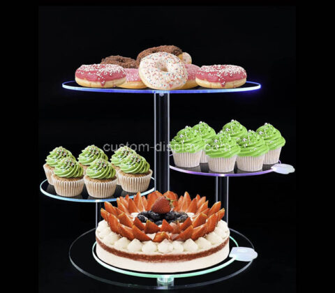 Custom acrylic 4 tiers LED party dessert tower stand